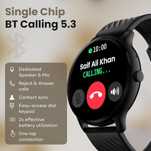 Boult GOBOULT Newly Launched Dire Smartwatch 1.38'' 2.5D Curved HD Display, BT Calling, 500 Nits Brightness, IP67, 250+ Watchfaces, 120+ Sports Modes, AI Voice Assistant, SpO2 Monitoring (Pure Black) - Image 5