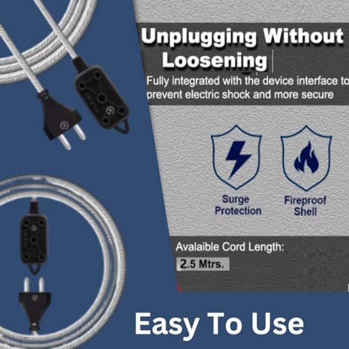 klick Gadgets 2 Pin & 3 Pin | Male Female | Expandable Electric Wire Extension | Power Cord 2.5Mt | Perfect Multipurpose | Home Decor | Office | Festival Decoration | Pack of 1 | Silver Colour - Image 2