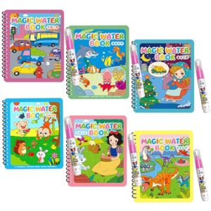 Wobbox Magic Book With Magic Doodle Pen - Reusable Magic Water Quick Dry Book, Magic Water Cooring Book For Return Gifts, Water-Reveal Educational Activity Toy for Growing Kids (12Pcs) (Pack of 6)