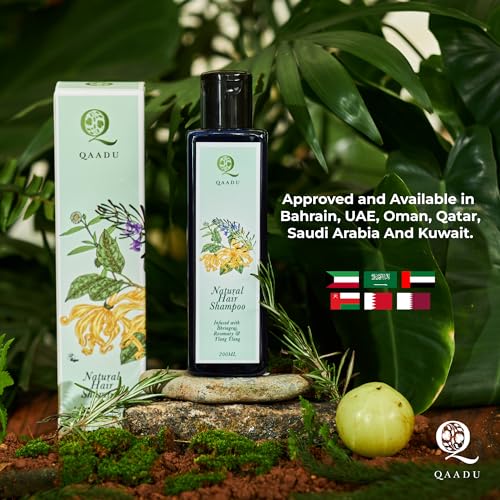 QAADU Natural Hair Shampoo | Herbal Formula with Bhringraj, Rosemary & Ylang Ylang | Sulphate & Paraben Free | Ideal for Thin, Dry, and Damage-Prone Hair | Nourishing & Anti-Dandruff | 200ml - Image 5
