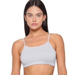 YUCI Girl's Beginner Uniform Bra| Cotton Non-Padded & Non-Wired & Adjustable Thin Strap Slip-on Training Bra for Teenager - Grey