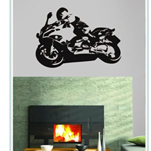 DECOR Kafe Home Decor Decal Style Sports Bike Wall Sticker, Wall Sticker for Bedroom, Wall Art, Wall Poster (PVC Vinyl, 68 X 45 CM)