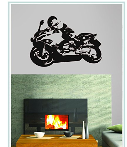 DECOR Kafe Home Decor Decal Style Sports Bike Wall Sticker, Wall Sticker for Bedroom, Wall Art, Wall Poster (PVC Vinyl, 68 X 45 CM)