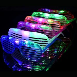 Shimmers LED Light Up Glasses Shutter Shades – Pack of 5 Multicolor Flashing Party Sunglasses for Kids & Adults, Glow in the Dark Eyewear for Birthdays, Festivals, Parties, Concerts & Night Events