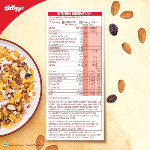 Kellogg's Muesli Nuts Delight 1000 Gram | 12-In-1 Power Breakfast | India's No. 1 Muesli | Multigrain Breakfast Cereal|Almond - Image 2