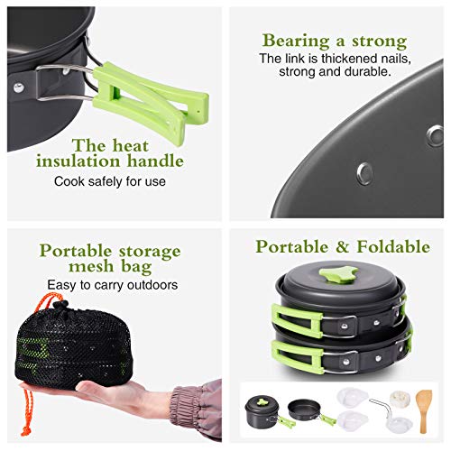 REHTRAD 8 Pcs Camping Cooking Set,Camping Accessories for Outdoor,Camping Utensils with Carry Bag,Camping Bowl Pot Pan Set - Image 7