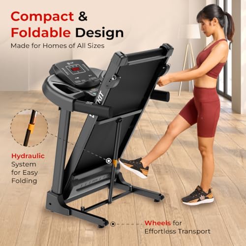 Fitkit by Cult PowerRun-96 BLDC Motor Treadmill (4.5HP Peak) | 12.8km/h Max Speed, 110kg Weight Capacity | 12 Preset Programs, LED Display | AUX/MP3/USB | Home Gym Equipment, Black - Image 7