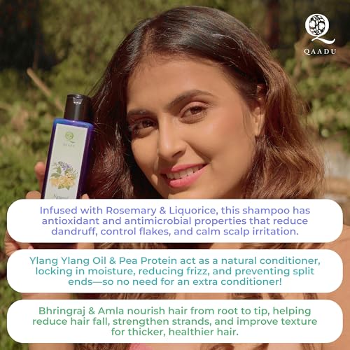 QAADU Natural Hair Shampoo | Herbal Formula with Bhringraj, Rosemary & Ylang Ylang | Sulphate & Paraben Free | Ideal for Thin, Dry, and Damage-Prone Hair | Nourishing & Anti-Dandruff | 200ml - Image 4