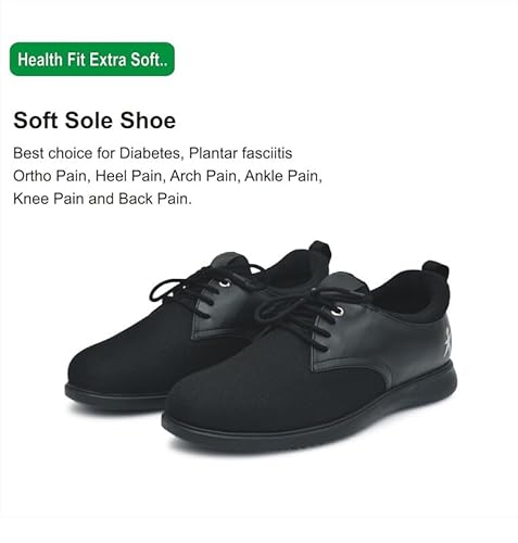 HEALTH FIT Orthopedic & Diabetic Sports Shoes Breathable Soft Sole Ultra-Lightweight Shoes Without Laces for Men's 1727 BK 7 UK Black - Image 6