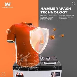 White Westinghouse 7.5 kg 3D Wash Semi Automatic Top Loading Washing Machine (SFW7500/ BLACK/ 2023)