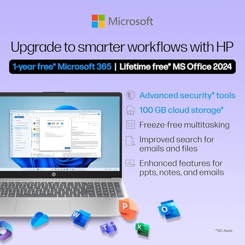 HP 15, Intel Core i3-1315U-13th Gen Laptop (8GB DDR4 Ram,512GB SSD) Anti-Glare, Micro-Edge,15.6'' FHD, Win11,M365 Basic(1yr),Office Home24, Silver,1.59kg, FHD 15-FD0569TU/FD0129TU - Image 6