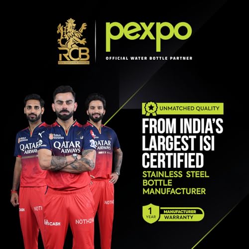 PEXPO Chromo 1000 ISI Certified Stainless Steel Sports/Fridge Water Bottle, 950ml, Black, Pack of 2 | BPA Free | Water Bottle for Office, Gym, School, Yoga, Trekking, Men, Women and Kids - Image 2