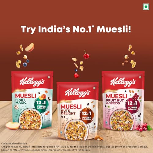 Kellogg's Muesli Nuts Delight 1000 Gram | 12-In-1 Power Breakfast | India's No. 1 Muesli | Multigrain Breakfast Cereal|Almond - Image 11