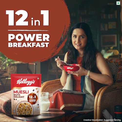 Kellogg's Muesli Nuts Delight 1000 Gram | 12-In-1 Power Breakfast | India's No. 1 Muesli | Multigrain Breakfast Cereal|Almond - Image 8