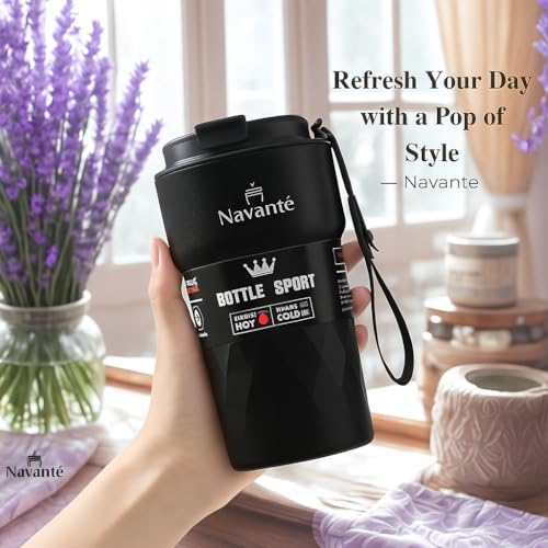 NAVANTE 600ml Coffee Tumbler Leak Proof – LED Temperature Display Travel Mug, Stainless Steel Insulated, 20oz Hot/Cold Thermos, Black – Diwali Deal - Image 4
