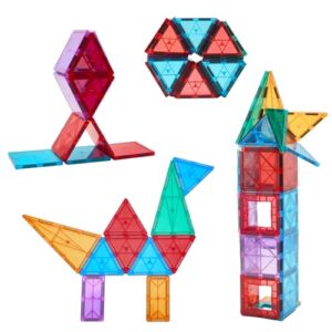 Amazon Brand - Jam & Honey 28 Pieces Magna Tiles Building Blocks for Kids | STEM Toy | Magnetic Toys | Great Birthday Gift | Toys for Kids |Educational & Creative Toy