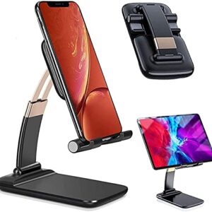 JANROCK Foldable Desktop Phone Holder Stand Adjustable for Phone Comfortable with All Mobile Phone/iPad/Tablets for Desk, Bed, Table, Office, Video Recording, Home & Online Classes (Black)