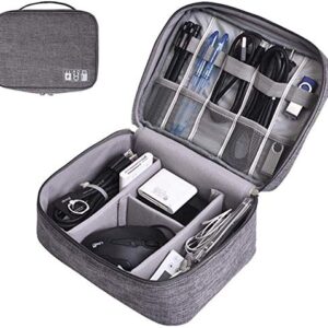 myzon Waterproof Double Layer Electronic Accessories Gadget Organizer Bag, Universal Carry Travel Gadget Organiser Case for Cables, Plug, Power Bank, Phone, Charger, Laptop, Hard Disk, USB, (Black)