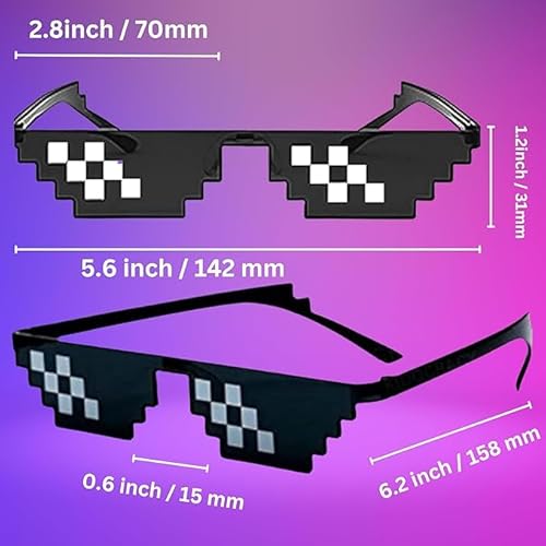 Craftvista Thug Life Sunglasses for Men And Womens, Kids favourite, Photo Prop 12 Bit Pixel Mosaic Unisex Party Glasses (Thuglife Glasses) - Image 4