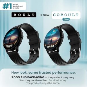 Boult GOBOULT Newly Launched Dire Smartwatch 1.38'' 2.5D Curved HD Display, BT Calling, 500 Nits Brightness, IP67, 250+ Watchfaces, 120+ Sports Modes, AI Voice Assistant, SpO2 Monitoring (Pure Black)
