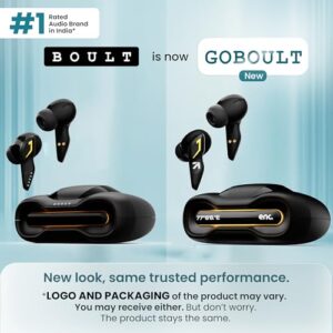 GOBOULT Astra Truly Wireless in Ear Earbuds with 48H Playtime, Built-in App Support, 45ms Low Latency Gaming, 4 Mics ENC, Breathing LEDs, 13mm Bass Drivers, TWS Ear Buds, Made in India (Black Gloss)
