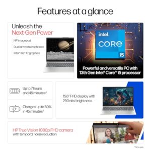 HP 15 (Metal ID & Fingerprint & Backlit Laptop)-13th Gen Intel Core i5-1334U (16GB DDR4 Ram,512GB SSD) 15.6''/39.6cm,FHD,Win11, M365 Basic(1yr),Office Home24,Silver,1.59kg,Iris Xe,FHD Camera hr0008TU