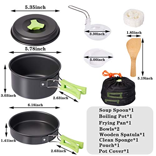 REHTRAD 8 Pcs Camping Cooking Set,Camping Accessories for Outdoor,Camping Utensils with Carry Bag,Camping Bowl Pot Pan Set - Image 4