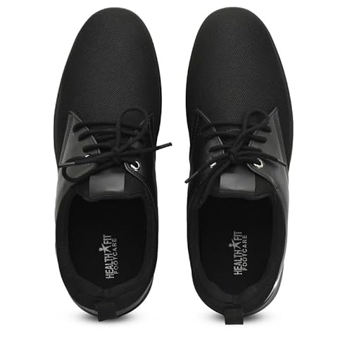 HEALTH FIT Orthopedic & Diabetic Sports Shoes Breathable Soft Sole Ultra-Lightweight Shoes Without Laces for Men's 1727 BK 7 UK Black - Image 7