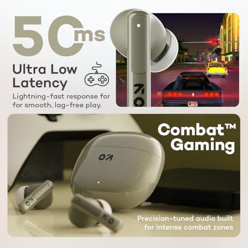 GOBOULT W60 True Wireless in Ear Earbuds 60H Playtime, ZEN Quad Mic ENC, 50ms Xtreme Low Latency, Made in India, Type-C Fast Charging, 13mm Driver, IPX5 Combat Gaming mode,TWS Ear Buds Wireless(Green) - Image 5