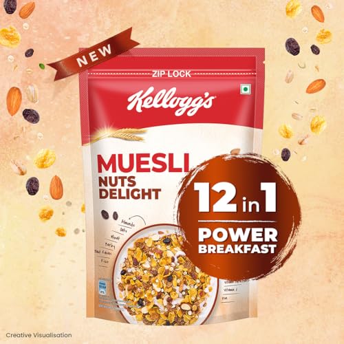 Kellogg's Muesli Nuts Delight 1000 Gram | 12-In-1 Power Breakfast | India's No. 1 Muesli | Multigrain Breakfast Cereal|Almond - Image 3