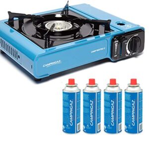CAMPINGAZ Alloy Steel Camp Bistro 2 Camping Stove With Cp250 Portable Gas Cartridge - Pack Of 4 (Blue, 33 X 28 X 9 Cm)