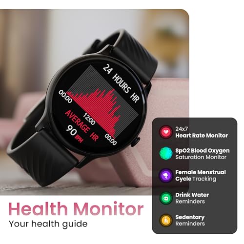 Boult GOBOULT Newly Launched Dire Smartwatch 1.38'' 2.5D Curved HD Display, BT Calling, 500 Nits Brightness, IP67, 250+ Watchfaces, 120+ Sports Modes, AI Voice Assistant, SpO2 Monitoring (Pure Black) - Image 8