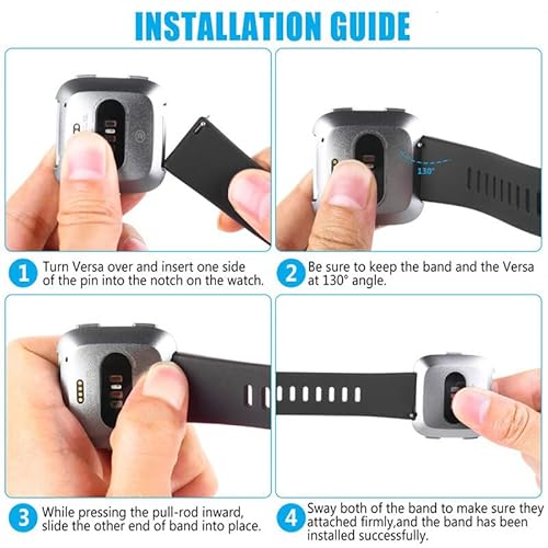 YODI Soft Silicone Classic Strap Band For Fitbit Versa/ Versa 2/ Versa Lite Small & Large Size, Replcement Watch Straps Compatible With Fit-bit Special Edition/ Lite Edition/ Versa SE For Men Women (Starlight, Large) - Image 4