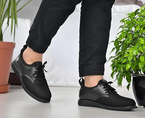 HEALTH FIT Orthopedic & Diabetic Sports Shoes Breathable Soft Sole Ultra-Lightweight Shoes Without Laces for Men's 1727 BK 7 UK Black - Image 3