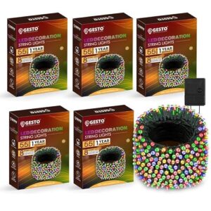 Gesto 55 Meter Multicolor Led Serial String Lights – 8 Modes Changing Controller, Waterproof Fairy Lights for Home,Patio,Christmas,Deepawali & Diwali Decoration Lights for Balcony Outdoor – Pack of 5