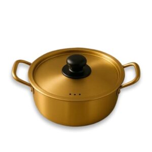 SHREESAMP Golden Stainless Steel Rice Cooker Pot 3L – Strainer Lid, Induction & Gas Compatible, Traditional Indian Cooking Bowl for Biryani, Khichdi & Steaming