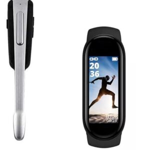 TechKing (Special Deal with 12 Years Warranty HM1000 Wireless Bluetooth Headset, M8 Smart Watch Activity Tracker Band with Many Features Like Steps Counter, Calorie Counter,