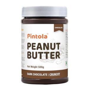 Pintola Peanut Butter Chocolate Flavour Crunchy 500g - 18.6g Protein & 5.2g Dietary Fiber, Made with Premium Roasted Nuts & Cocoa, Gluten Free, Zero Cholesterol & Trans Fat, Vit E & B3, Dark Chocolate