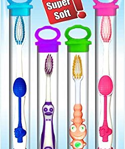 BigBro Combo Pack Of Manual Toothbrushes 2 Adult + 2 Kids Extra Soft Bristles With Covers- Super Saver Family Pack Of 4,Assorted