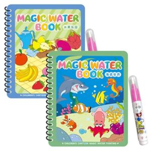 Wobbox Magic Book With Magic Doodle Pen - Reusable Magic Water Quick Dry Book, Magic Water Cooring Book For Return Gifts, Water-Reveal Educational Activity Toy for Growing Kids (4Pcs) (Set of 2)