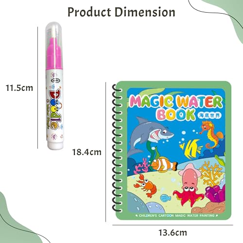 Wobbox Magic Book With Magic Doodle Pen - Reusable Magic Water Quick Dry Book, Magic Water Cooring Book For Return Gifts, Water-Reveal Educational Activity Toy for Growing Kids (4Pcs) (Set of 2) - Image 3