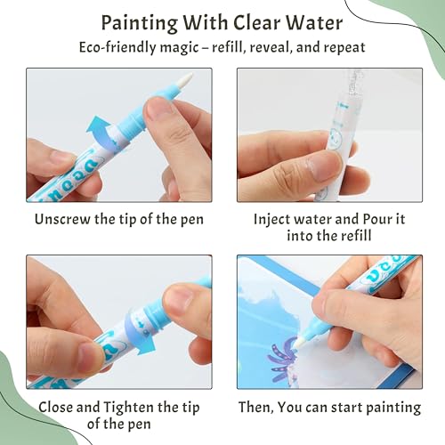Wobbox Magic Book With Magic Doodle Pen - Reusable Magic Water Quick Dry Book, Magic Water Cooring Book For Return Gifts, Water-Reveal Educational Activity Toy for Growing Kids (4Pcs) (Set of 2) - Image 5