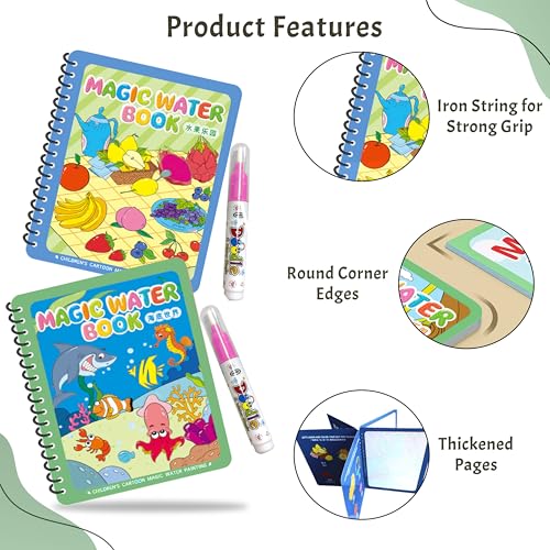Wobbox Magic Book With Magic Doodle Pen - Reusable Magic Water Quick Dry Book, Magic Water Cooring Book For Return Gifts, Water-Reveal Educational Activity Toy for Growing Kids (4Pcs) (Set of 2) - Image 4