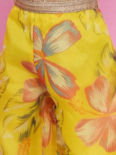 AJ DEZINES Kids Cotton Half Sleeve Co-ords Set for Girls - Casual Outfit |Vacation Wear |Beach Dress |Organza Printed Top Pant for girls - Regular Fit (G-CO-2018-YELLOW-20) - Image 8