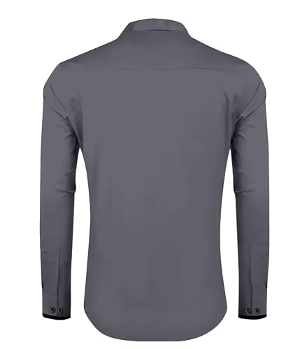 Upstylehub Men Regular Fit Solid Spread Collar Casual Shirt 1003-__Grey XL - Image 2