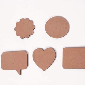 IVEI DIY MDF Wood Sheet Craft Magnet - Plain MDF Fridge Magnet Blanks Cutouts Set for Painting Wooden Sheet Craft, Decoupage, Resin Art Work & Decoration (Mixed Set of 20)