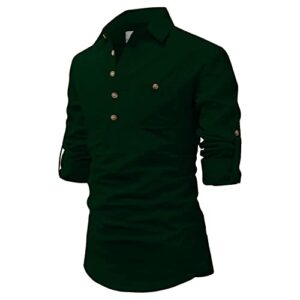 EDINWOLF Men Cotton Collar Kurta with Pocket (Green) - M