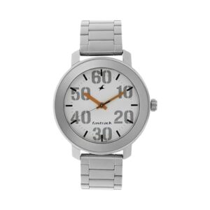 Fastrack Men Quartz Analog White Dial Stainless Steel Strap Watch for Guys-NR3121SM01/NT3121SM01