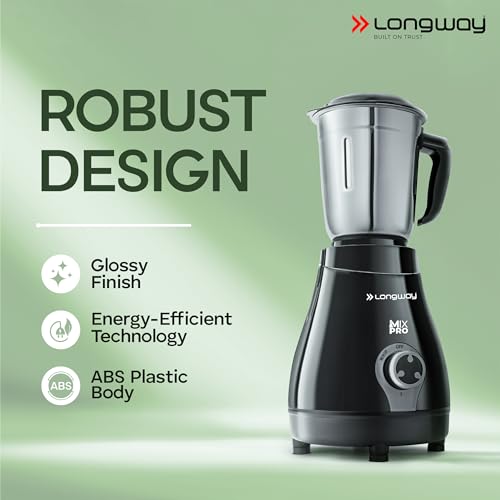 Longway Mix Pro 550 Watt Mixer Grinder with 4 Jars for Grinding, Mixing, Blending, Juicing with Powerful Motor (Black & Gray,4 Jars) - Image 3