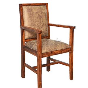 WOODLAB Furniture Sheesham Wood Armchairs Wooden Dining Chairs for Living Room Dining Chiar Home (Teak Finish)